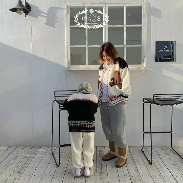 Melon Switch - Korean Children Fashion - #kidsshorts - Bear Vintage Cardigan - 3