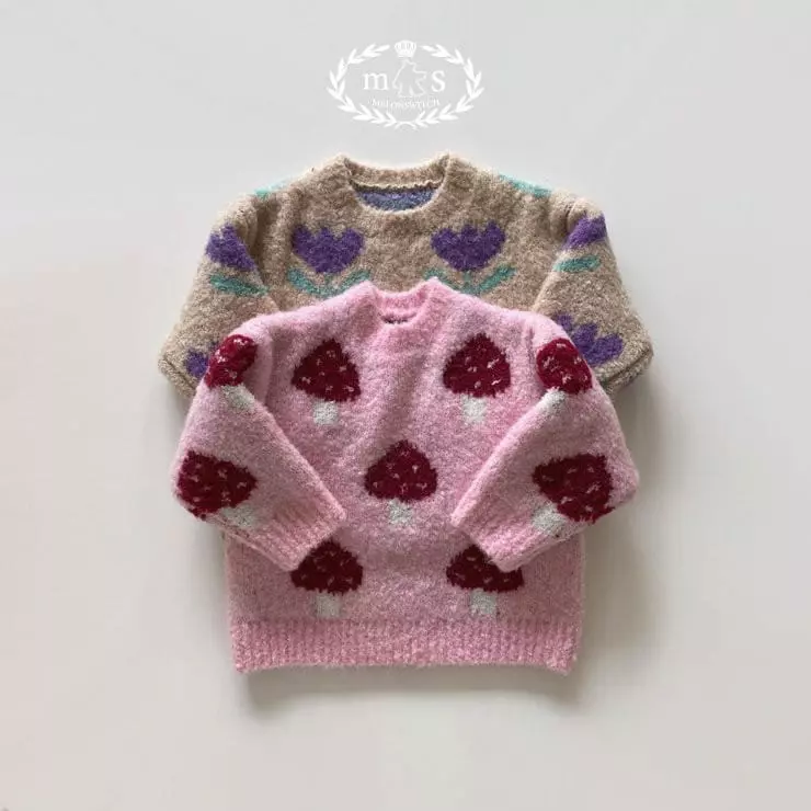 Melon Switch - Korean Children Fashion - #kidsstore - Tulip Mushrom Knit Tee