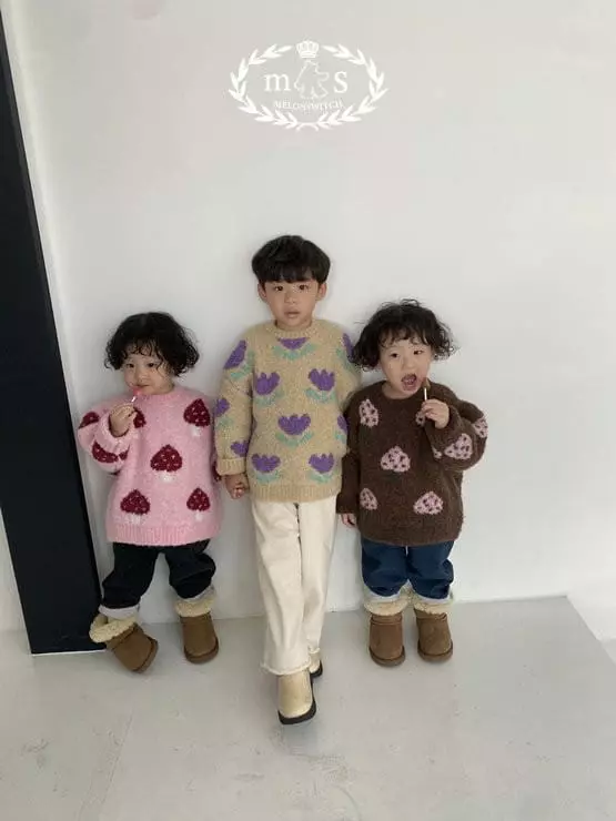 Melon Switch - Korean Children Fashion - #magicofchildhood - Tulip Mushrom Knit Tee - 5