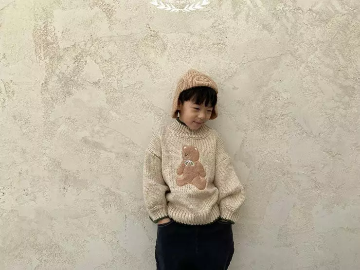 Melon Switch - Korean Children Fashion - #stylishchildhood - Bear Turtleneck Knit Tee - 9