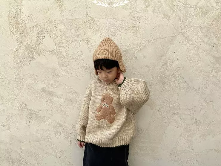Melon Switch - Korean Children Fashion - #todddlerfashion - Bear Turtleneck Knit Tee - 7