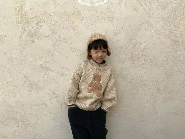 Melon Switch - Korean Children Fashion - #toddlerclothing - Bear Turtleneck Knit Tee - 8