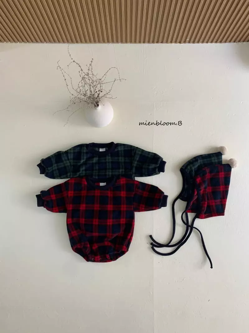 Mienbloom B - Korean Baby Fashion - #babyoninstagram - Bebe Tatan Check Bodysuit
