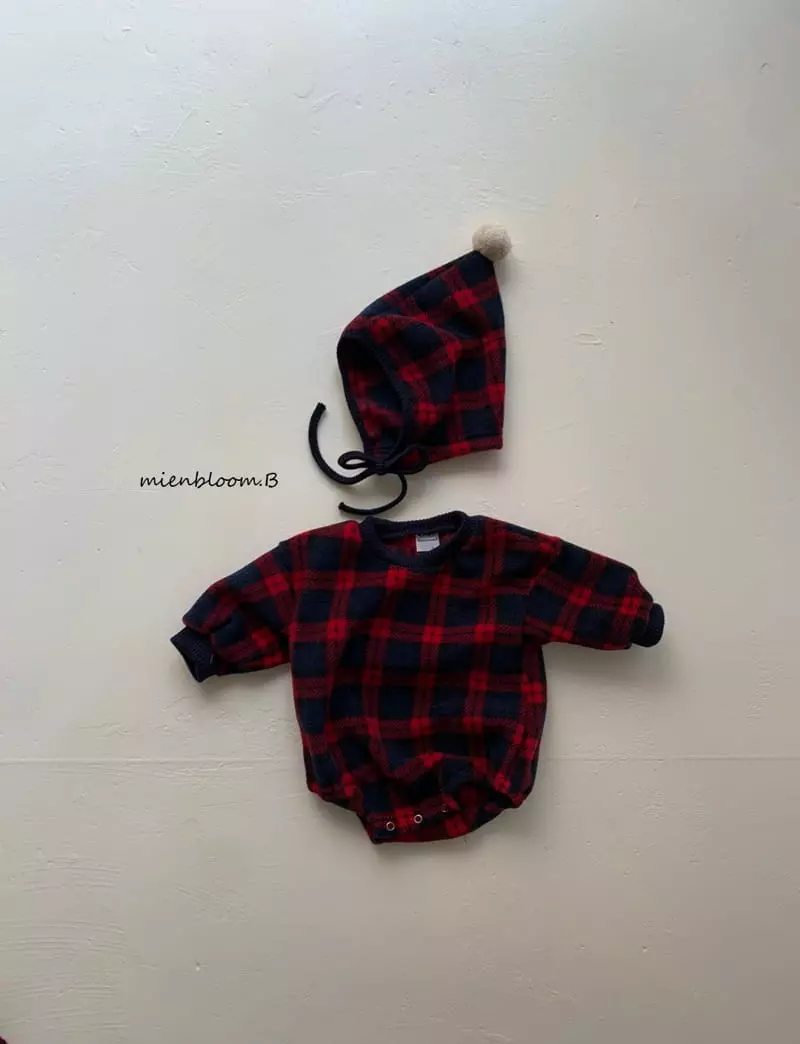 Mienbloom B - Korean Baby Fashion - #babyoutfit - Bebe Tatan Check Bodysuit - 3