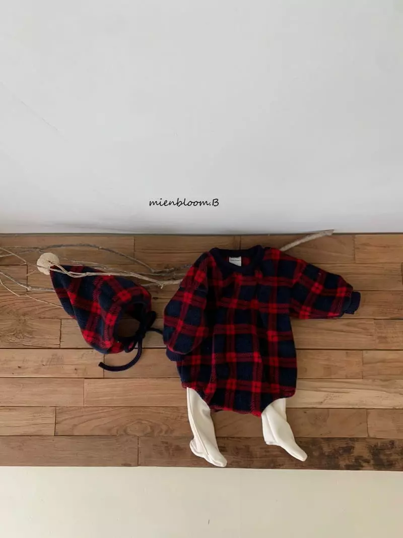Mienbloom B - Korean Baby Fashion - #babyoutfit - Bebe Tatan Check Bodysuit - 4