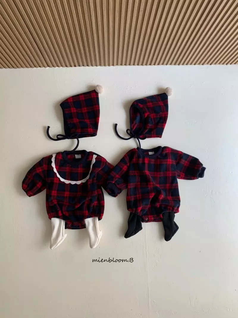 Mienbloom B - Korean Baby Fashion - #onlinebabyshop - Bebe Check Bonnet - 5