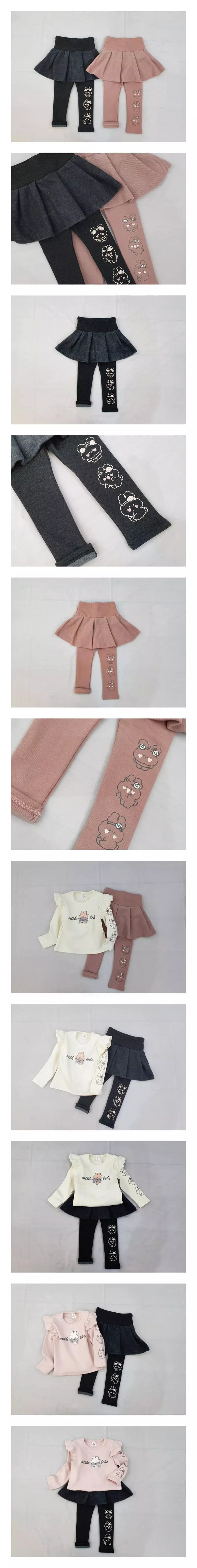 Milk Bebe - Korean Children Fashion - #minifashionista - Flower Rabbit Skirt Leggings