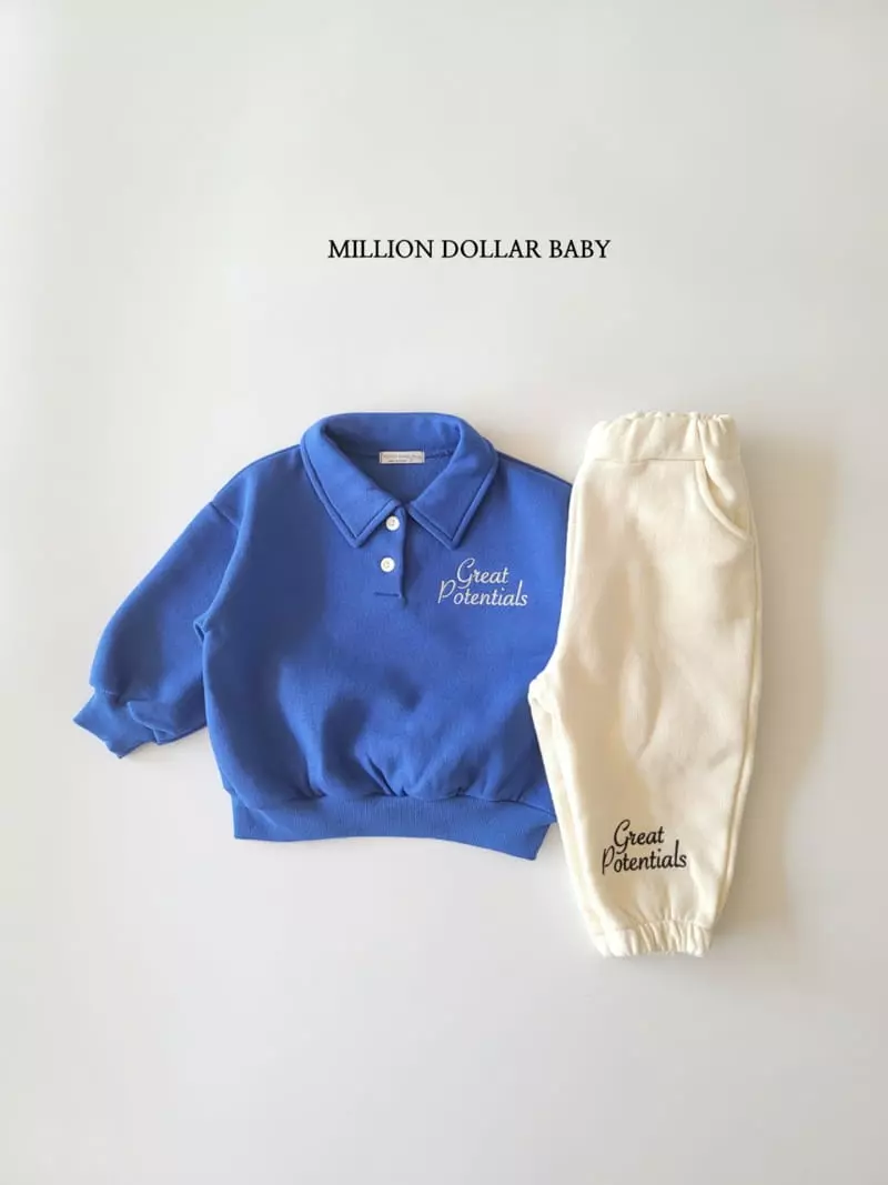 Million Dollar Baby - Korean Children Fashion - #designkidswear - Greet Collar Sweatshirt