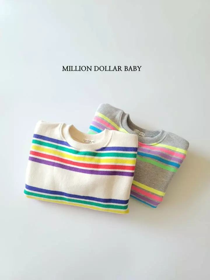 Million Dollar Baby - Korean Children Fashion - #discoveringself - 5 Color Stripes Sweatsirt