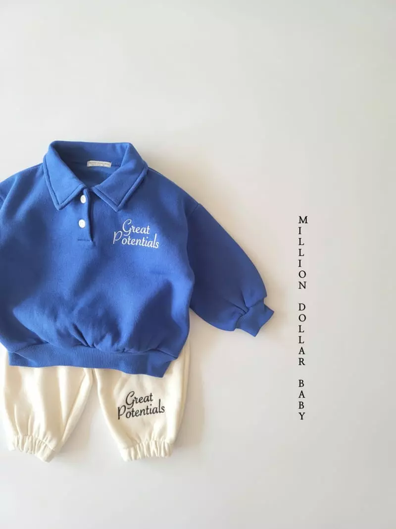 Million Dollar Baby - Korean Children Fashion - #discoveringself - Greet Collar Sweatshirt - 2