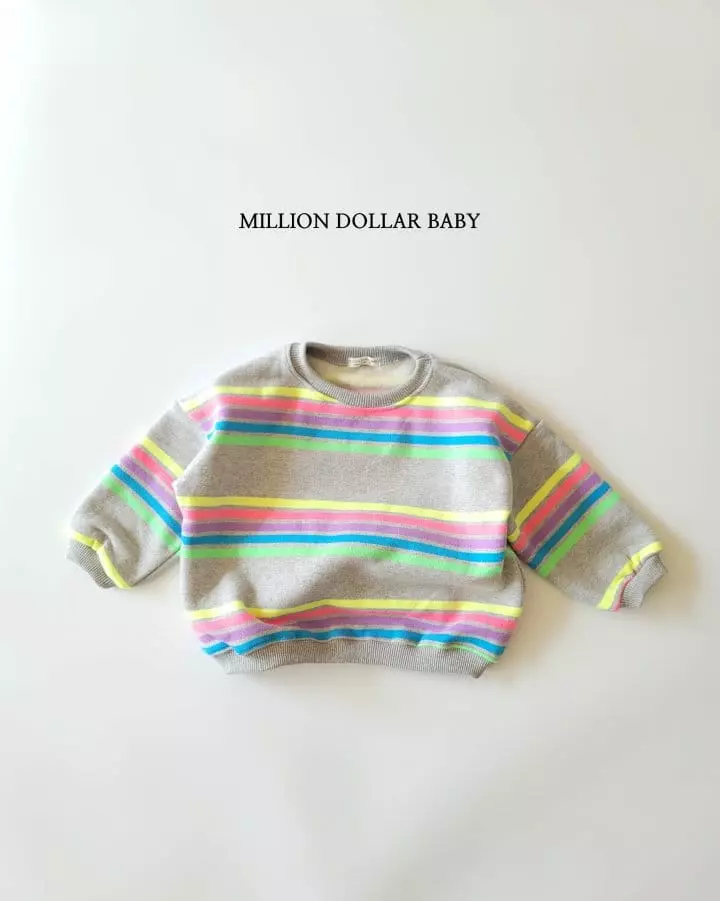 Million Dollar Baby - Korean Children Fashion - #kidzfashiontrend - 5 Color Stripes Sweatsirt - 5