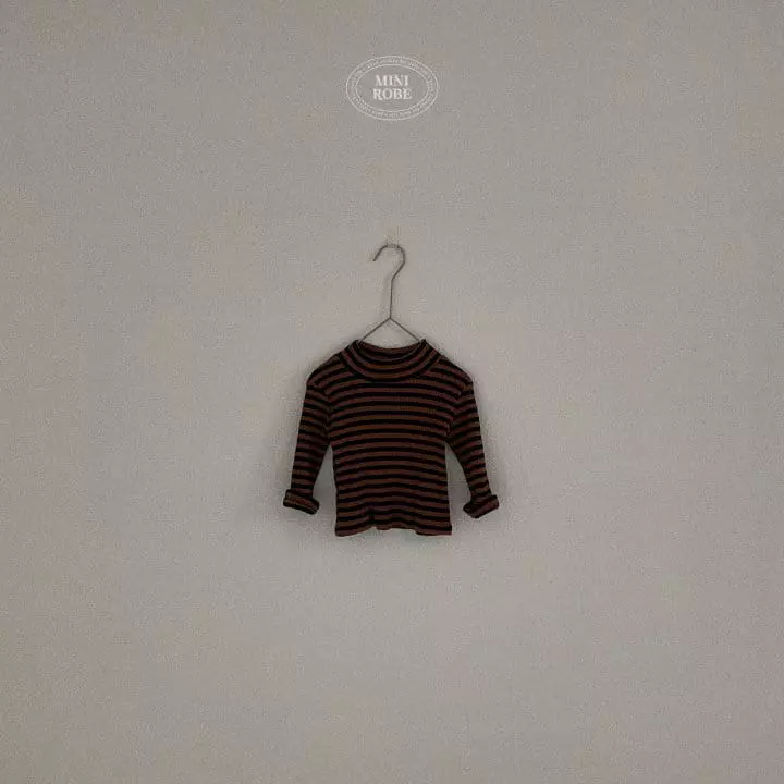 Mini Robe - Korean Baby Fashion - #babyboutique - Choco Stripes Turtleneck  - 5