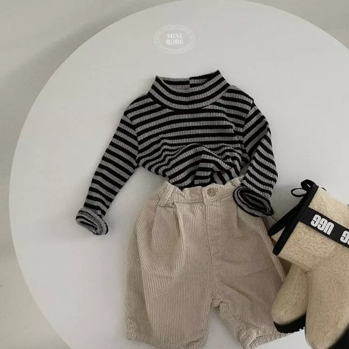 Mini Robe - Korean Baby Fashion - #babyboutiqueclothing - Choco Stripes Turtleneck  - 7