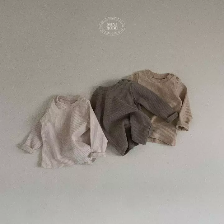 Mini Robe - Korean Baby Fashion - #babyfever - Natural Mock Neck Tee - 8