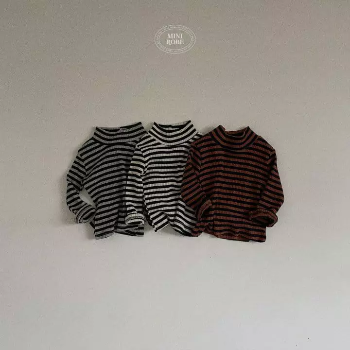 Mini Robe - Korean Baby Fashion - #babygirlfashion - Choco Stripes Turtleneck  - 11