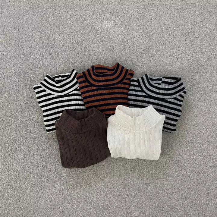 Mini Robe - Korean Baby Fashion - #babylifestyle - Choco Stripes Turtleneck  - 12
