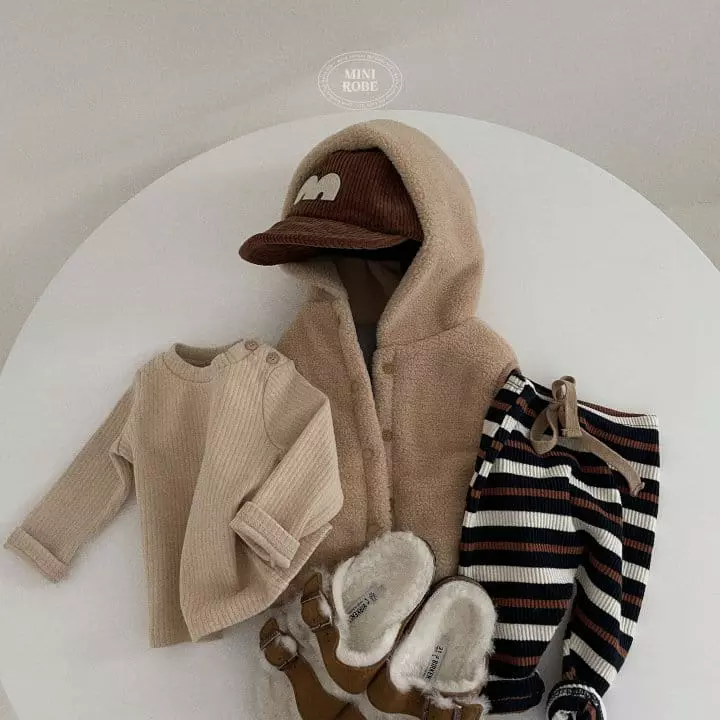Mini Robe - Korean Baby Fashion - #babyootd - Natural Mock Neck Tee - 12