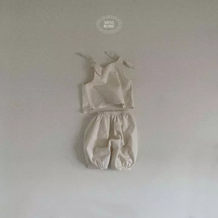 Mini Robe - Korean Baby Fashion - #babyoutfit - Ribbon Top Bottom Set - 3
