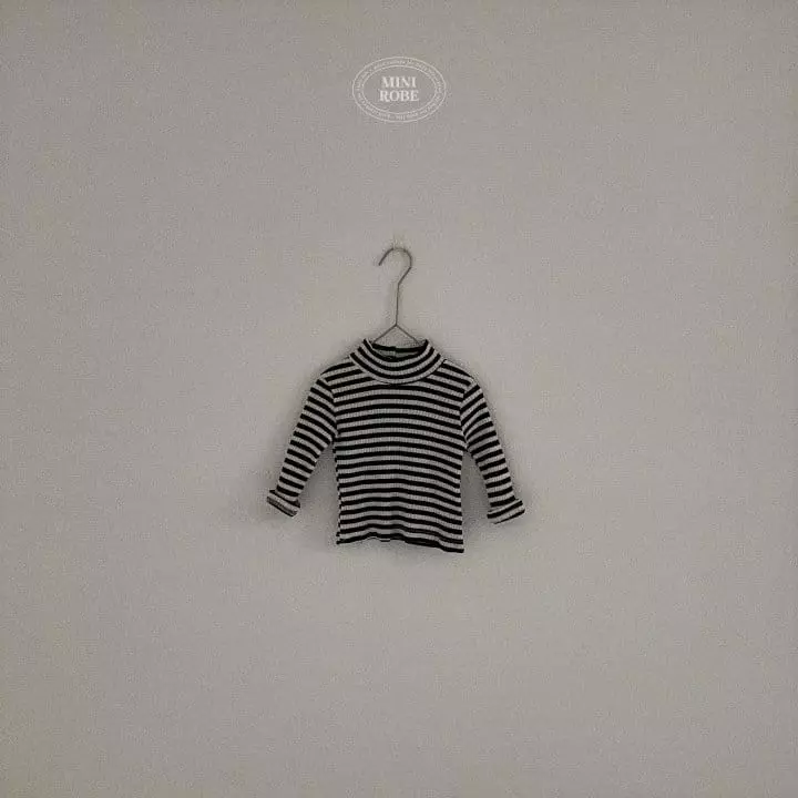 Mini Robe - Korean Baby Fashion - #onlinebabyboutique - Choco Stripes Turtleneck  - 3
