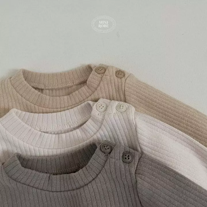 Mini Robe - Korean Baby Fashion - #onlinebabyboutique - Natural Mock Neck Tee