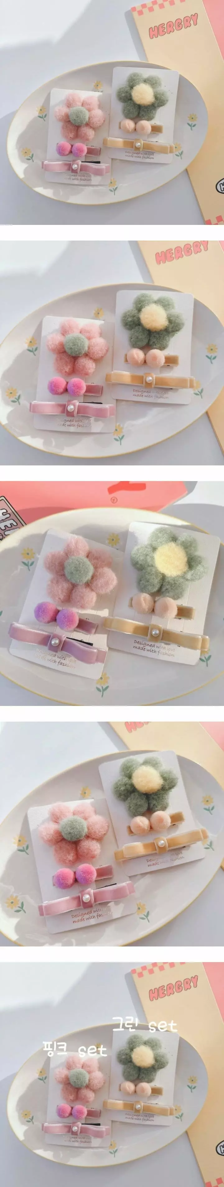 Mins - Korean Baby Fashion - #babywear - Pong Flower Hairrpin Set
