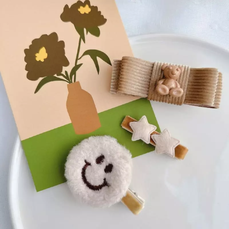 Mins - Korean Children Fashion - #childrensboutique - Knit Check Hairpin
