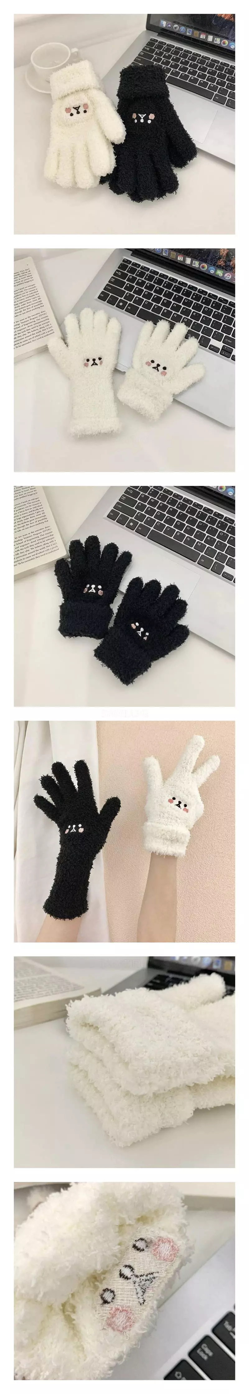 Miso - Korean Children Fashion - #childrensboutique - Black White Finger Gloves