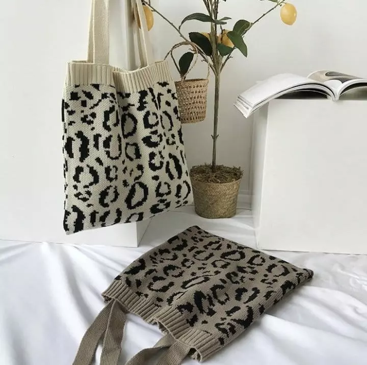 Miso - Korean Children Fashion - #discoveringself - Lopard Knit Bag