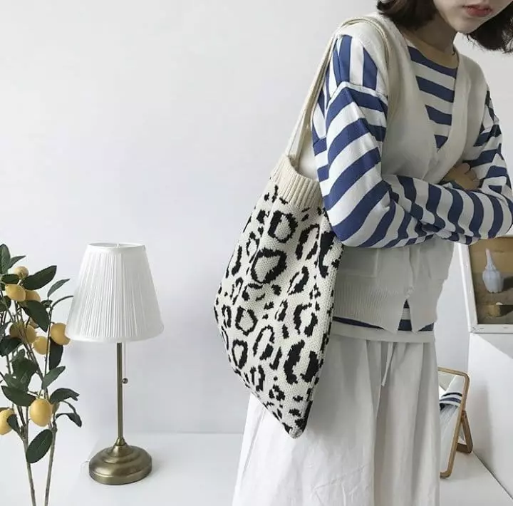 Miso - Korean Children Fashion - #fashionkids - Lopard Knit Bag - 2