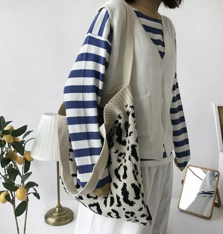 Miso - Korean Children Fashion - #kidsshorts - Lopard Knit Bag - 3