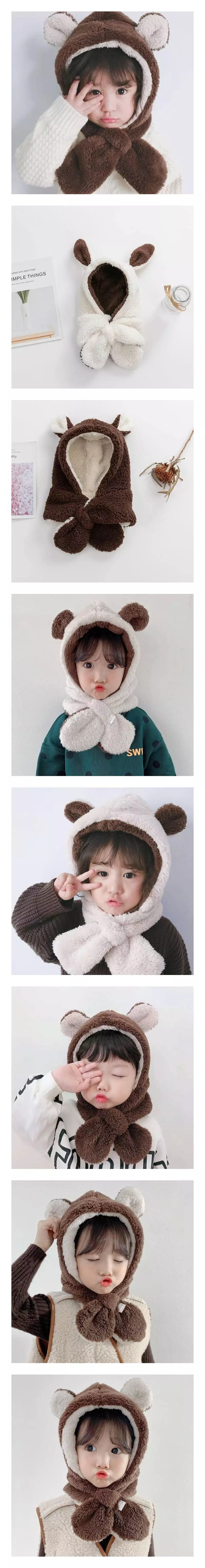 Miso - Korean Children Fashion - #littlefashionista - Brown Hat Muffler