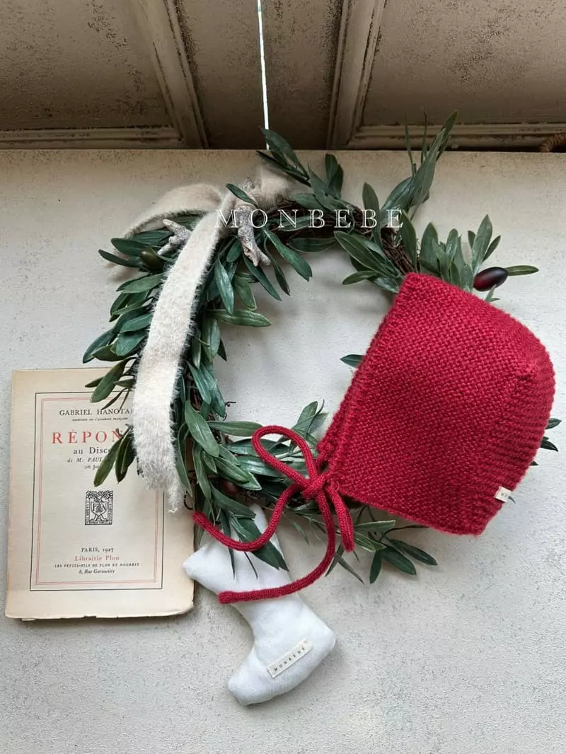 Monbebe - Korean Baby Fashion - #babyboutique - Red Knit Bonnet
