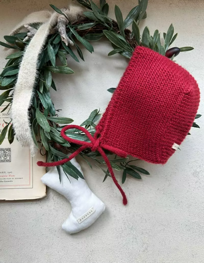 Monbebe - Korean Baby Fashion - #babyboutiqueclothing - Red Knit Bonnet - 2