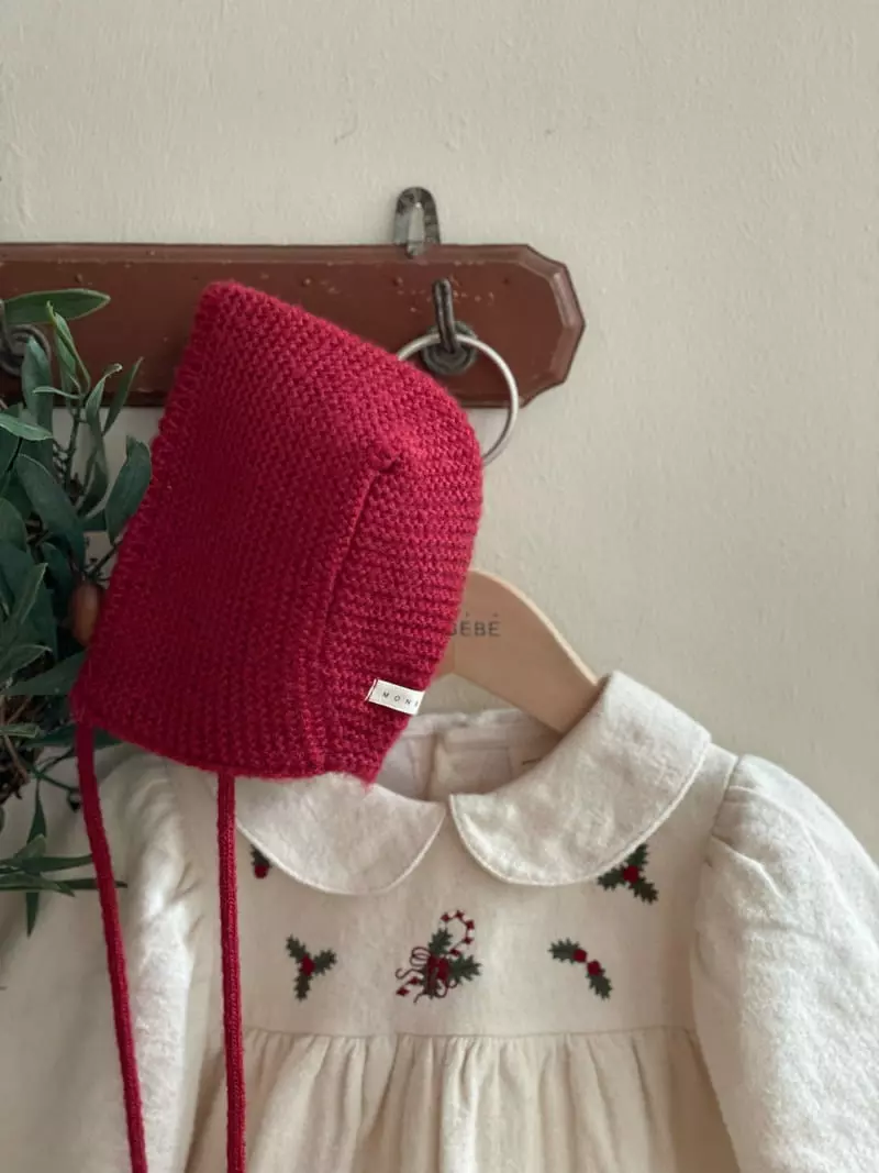 Monbebe - Korean Baby Fashion - #babyclothing - Red Knit Bonnet - 3