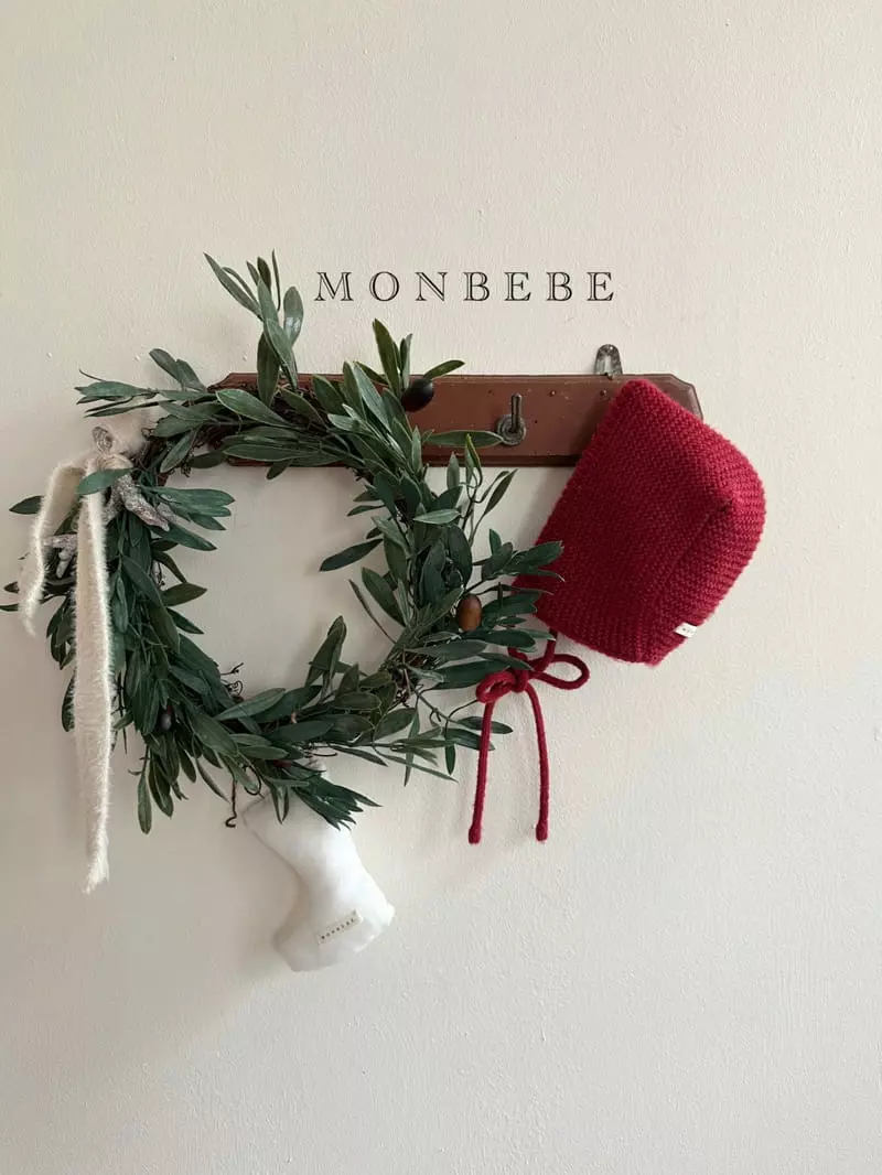 Monbebe - Korean Baby Fashion - #babygirlfashion - Red Knit Bonnet - 6