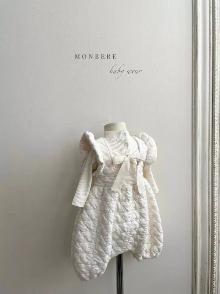 Monbebe - Korean Baby Fashion - #babyoutfit - Heart Quilting Bodysuuit - 2
