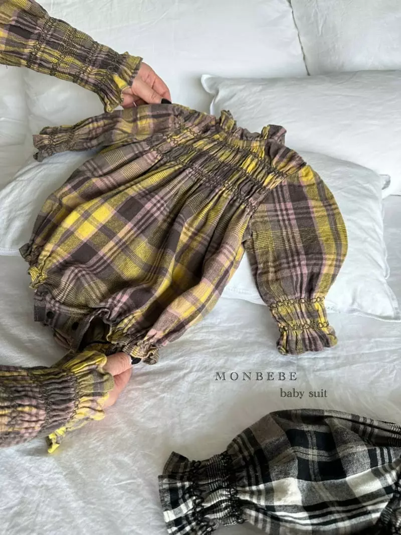 Monbebe - Korean Baby Fashion - #babyoutfit - Royal Check Bodysuit - 2
