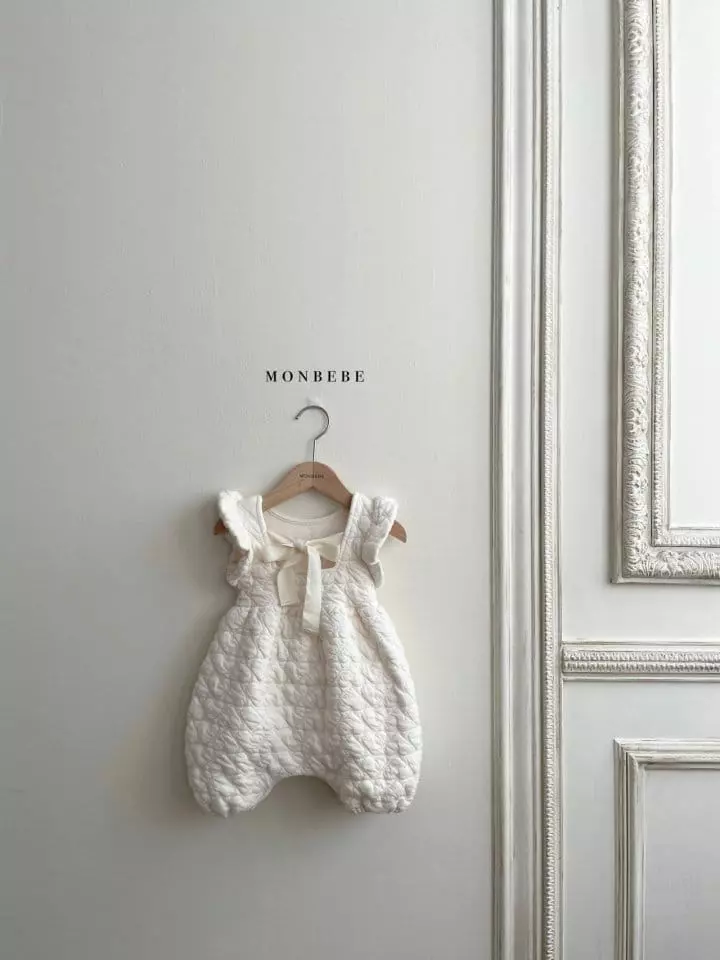 Monbebe - Korean Baby Fashion - #babyoutfit - Heart Quilting Bodysuuit - 4