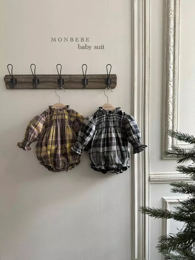 Monbebe - Korean Baby Fashion - #babywear - Royal Check Bodysuit - 4