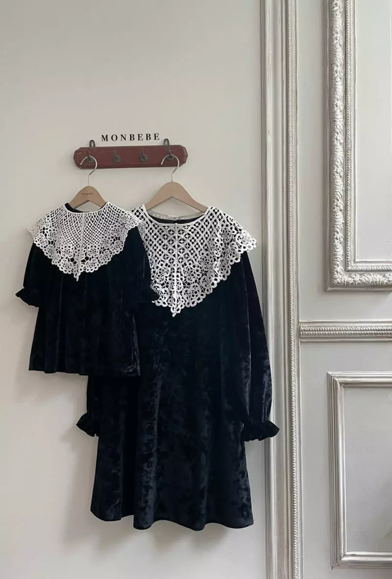 Monbebe - Korean Women Fashion - #momslook - Cape Velvet One-piece Mom - 7