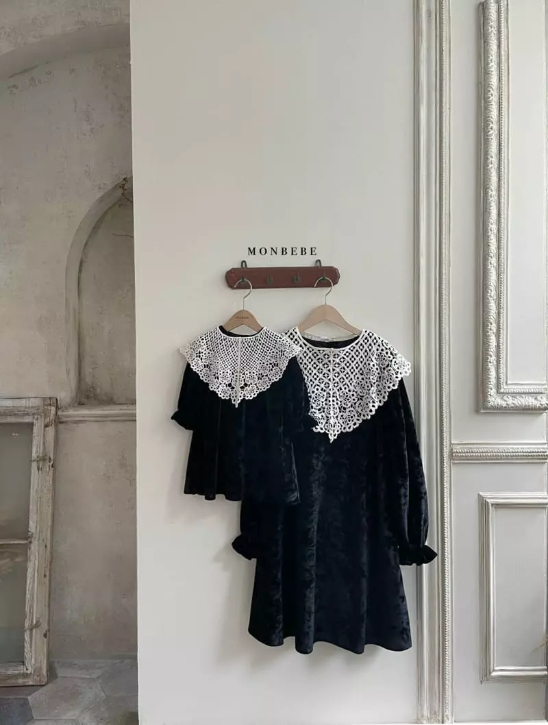 Monbebe - Korean Women Fashion - #momslook - Cape Velvet One-piece Mom - 4