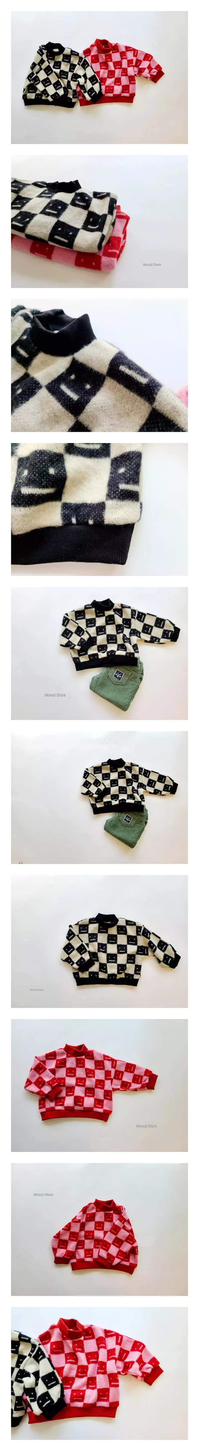 Mooi Store - Korean Children Fashion - #discoveringself - Check Smile Sweatshirt