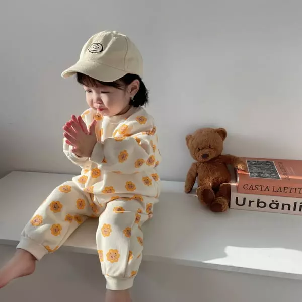Moran - Korean Children Fashion - #Kfashion4kids - Bear Flower Top Bottom Set - 6