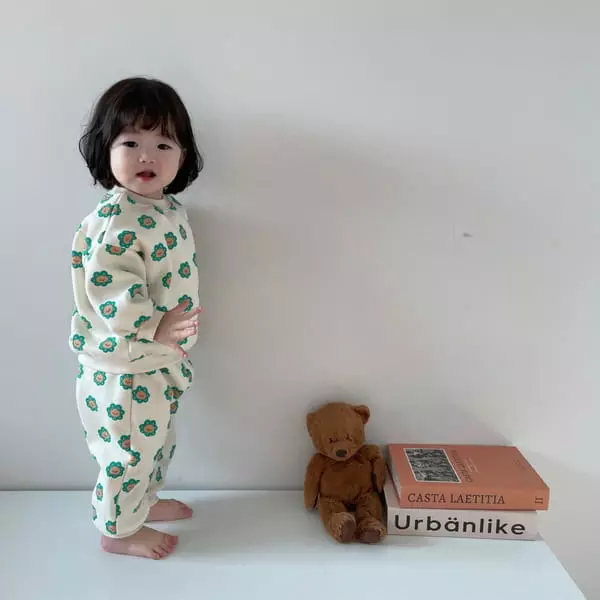 Moran - Korean Children Fashion - #childofig - Bear Flower Top Bottom Set - 11