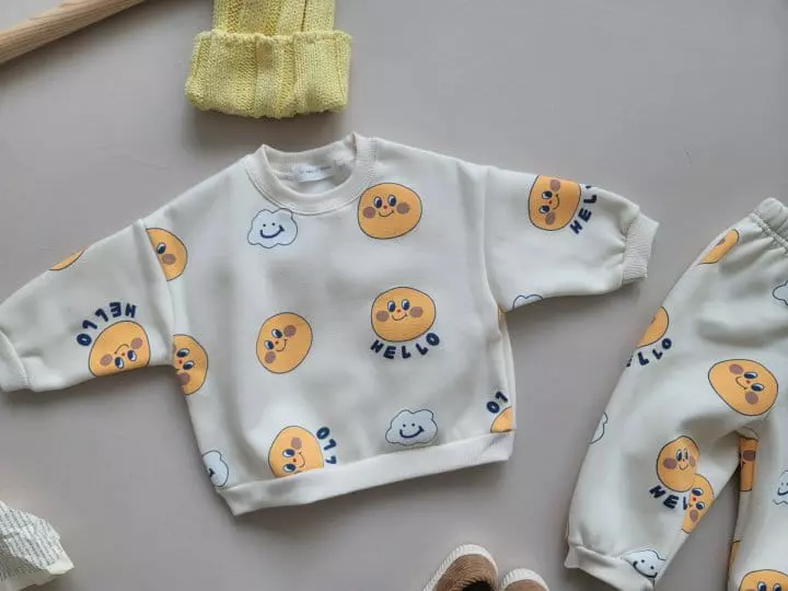 Moran - Korean Children Fashion - #childofig - cloud Smile Top Bottom Set - 9
