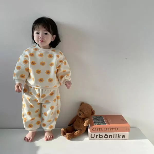 Moran - Korean Children Fashion - #discoveringself - Bear Flower Top Bottom Set