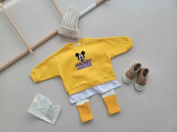 Moran - Korean Children Fashion - #kidsstore - Mickey Point Top Bottom Set - 3