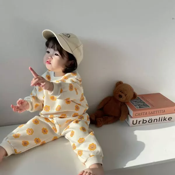 Moran - Korean Children Fashion - #littlefashionista - Bear Flower Top Bottom Set - 7