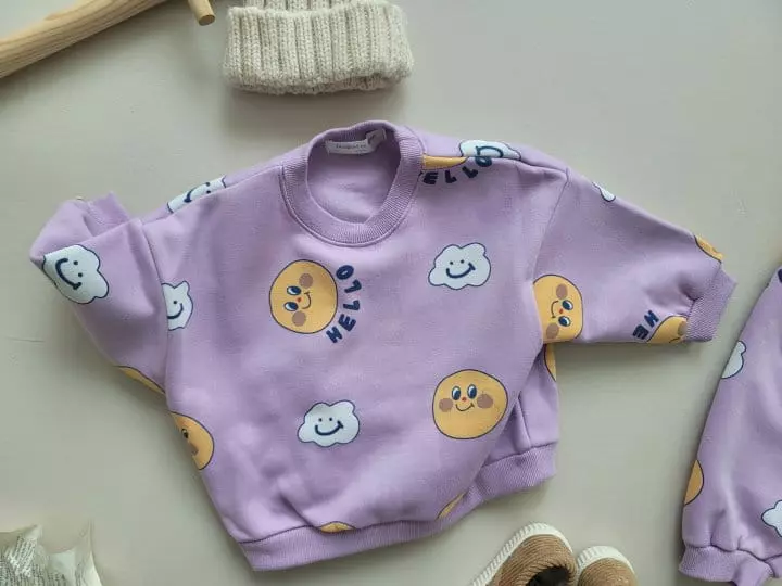 Moran - Korean Children Fashion - #littlefashionista - cloud Smile Top Bottom Set - 5