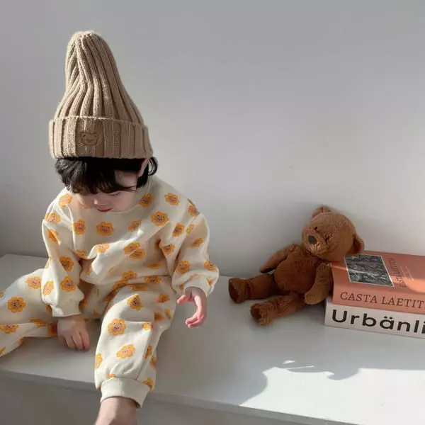 Moran - Korean Children Fashion - #magicofchildhood - Bear Flower Top Bottom Set - 8